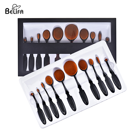 oval makeup brush set