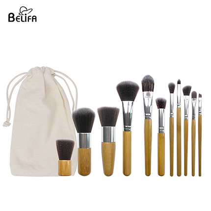 11pcs vegan bamboo make up brushes