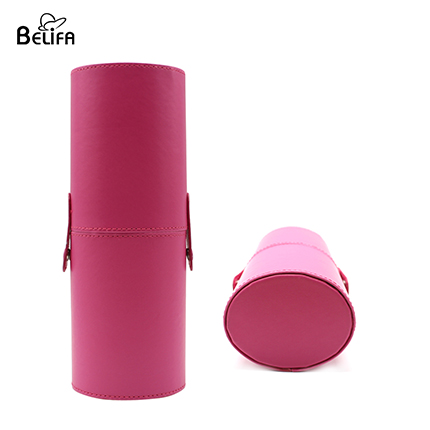 Pink color Makeup Brush PU Case cylinder