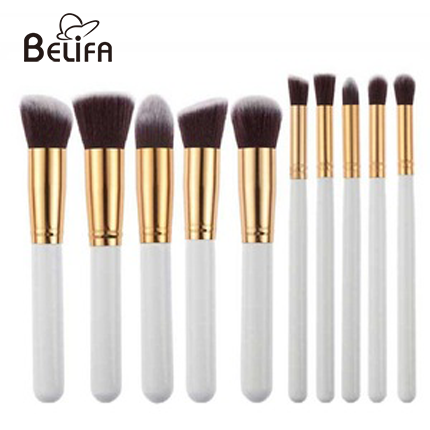 10pcs makeup brush set with white handle
