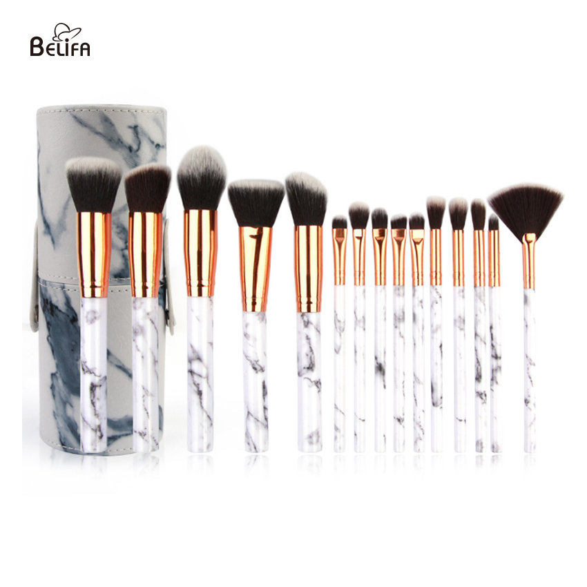 15 piece marble makeup brush set